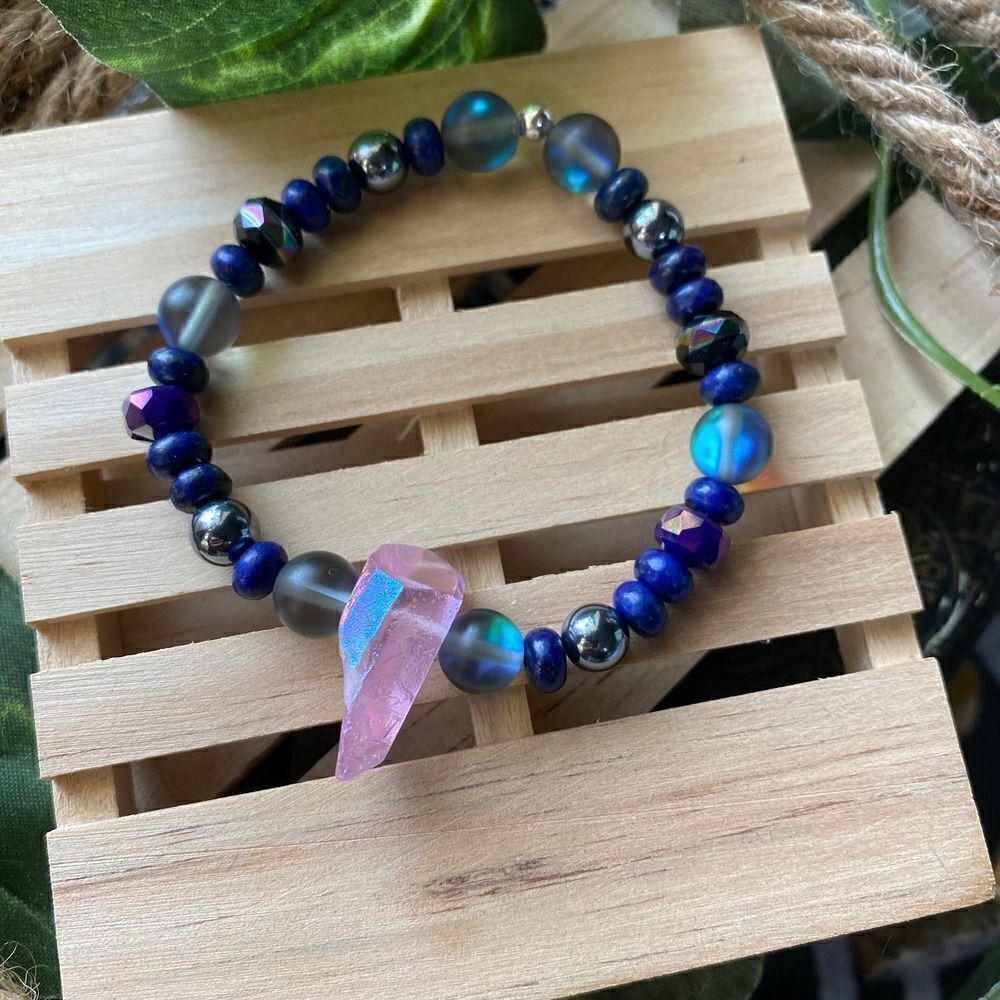 Handmade Natural Gemstone & Crystal Bead Stretch Bracelet